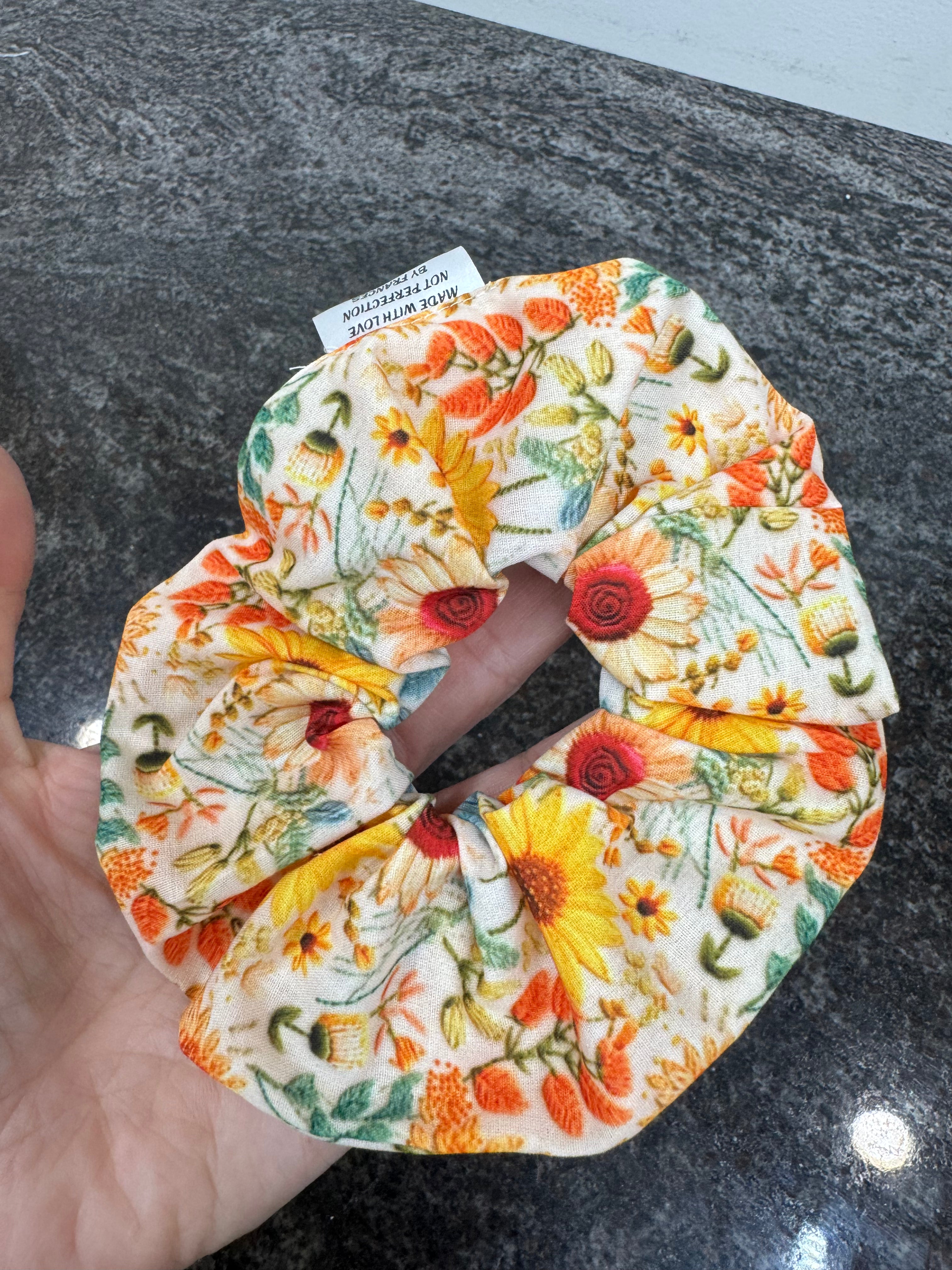Orange sunflower scrunchies