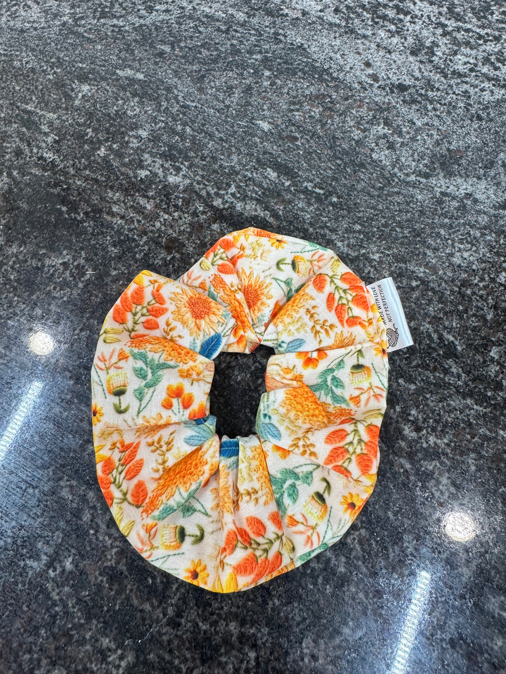 Orange sunflower scrunchies