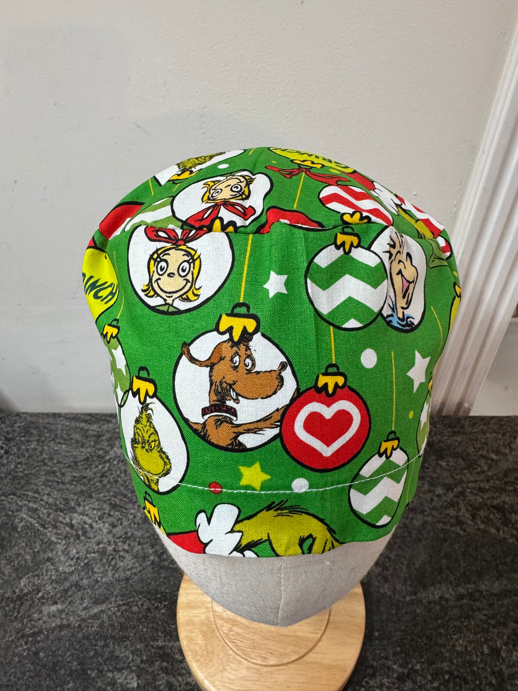 Grinch European style scrub cap