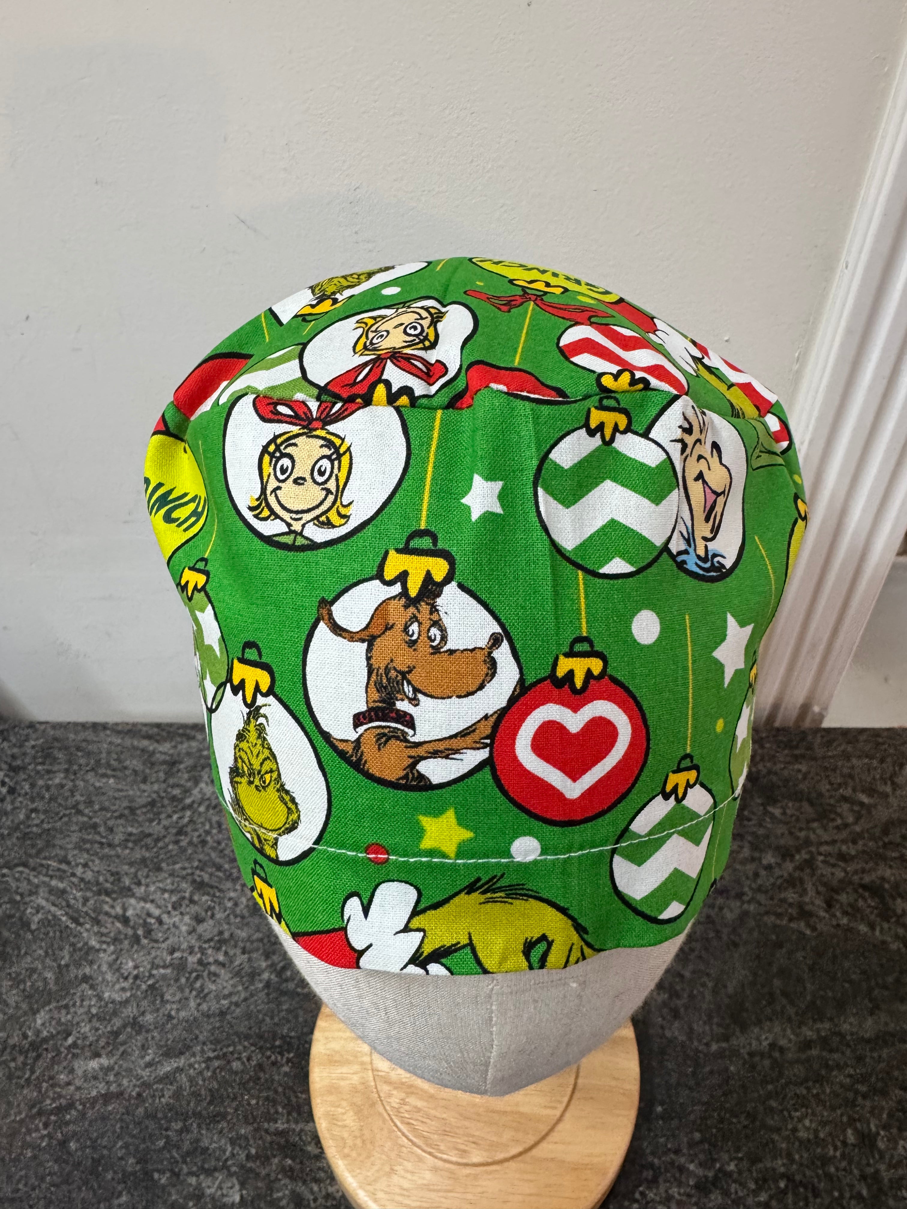 Grinch European style scrub cap