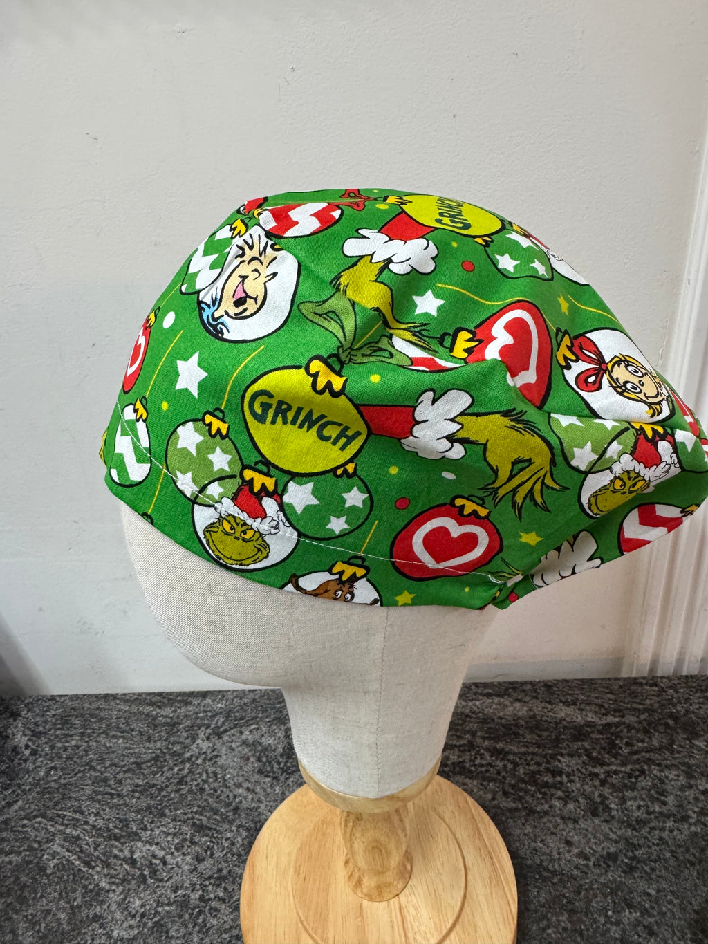 Grinch European style scrub cap