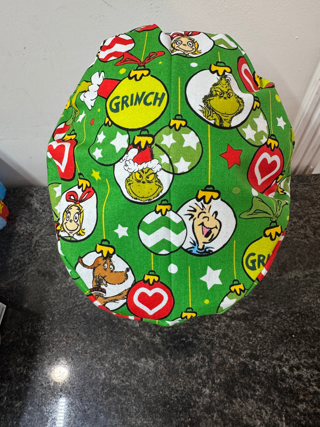 Grinch European style scrub cap